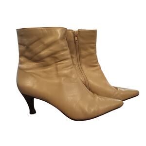 Bronx Shoes Pointed Beige Nude leather ankle boots size 9